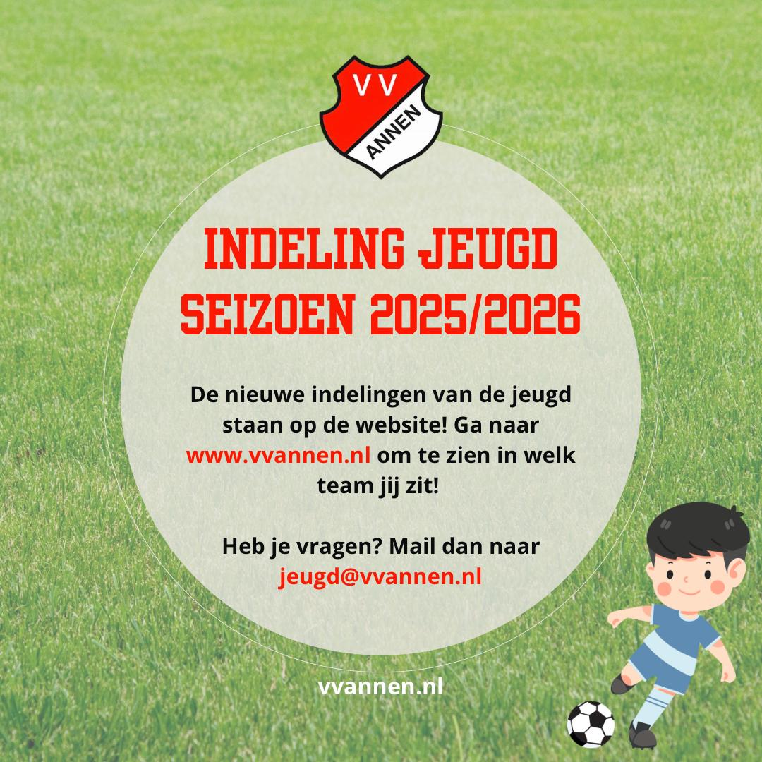 Indeling Jeugd 2025/2026
